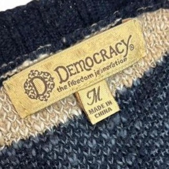 Democracy Women Medium Geometric Print Sleeveless Cardigan Sweater Vest Boho - Picture 4 of 7